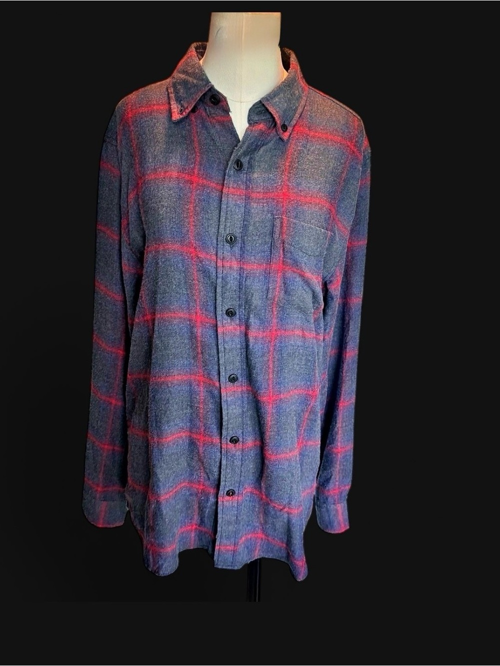 Weatherproof grey and red Luxe Flannel Shirt long sleeve soft rayon blend